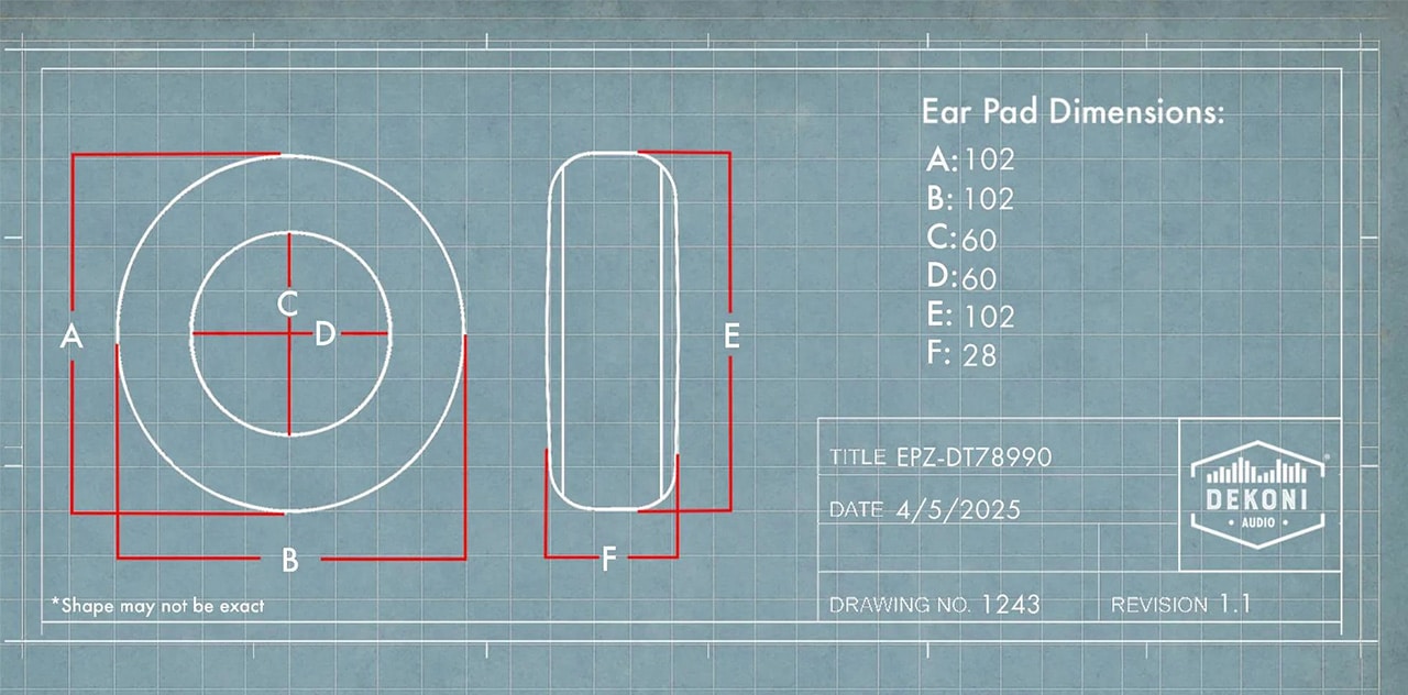 Ersatz-Ohrpolster 100 mm für Beyerdynamic, AKG, Fostex - Elite Suede 8 EPZ-DT78990-SD Abmessungen